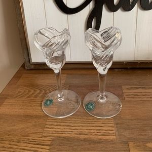 Lenox Vintage Crystal Candlesticks 6” New